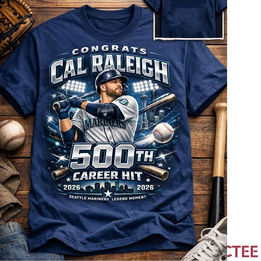 Cal Raleigh 500th Career Hit Shirt 2026 Seattle Mariners Congrats Graphic Tee Unisex T-shirt, Sweatshirt, Hoodie, Long Sleeve Tee - T-Shirt, Sweatshirt, Hoodie