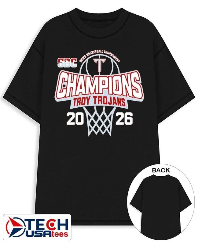 Troy Trojans 2026 Sun Belt Mens Basketball Tournament Champions shirt Unisex T-shirt, Sweatshirt, Hoodie, Long Sleeve Tee - T-Shirt, Sweatshirt, Hoodie