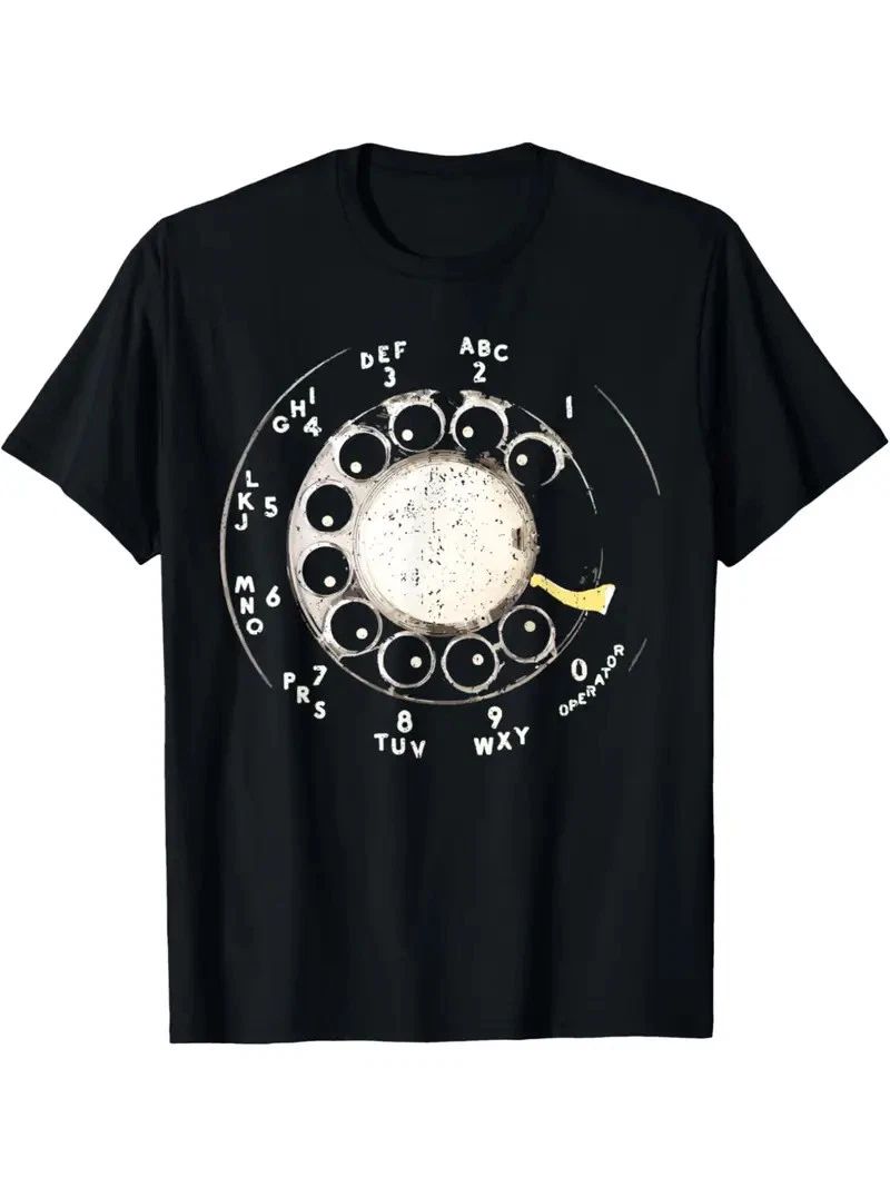Men's retro rotary telephone dial pattern T-shirt - 100% cotton fiber, comfortab Unisex T-shirt, Sweatshirt, Hoodie, Long Sleeve Tee - T-Shirt, Sweatshirt, Hoodie