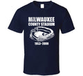 Milwaukee County Stadium Distressed T Shirt Unisex T-shirt, Sweatshirt, Hoodie, Long Sleeve Tee - T-Shirt, Sweatshirt, Hoodie