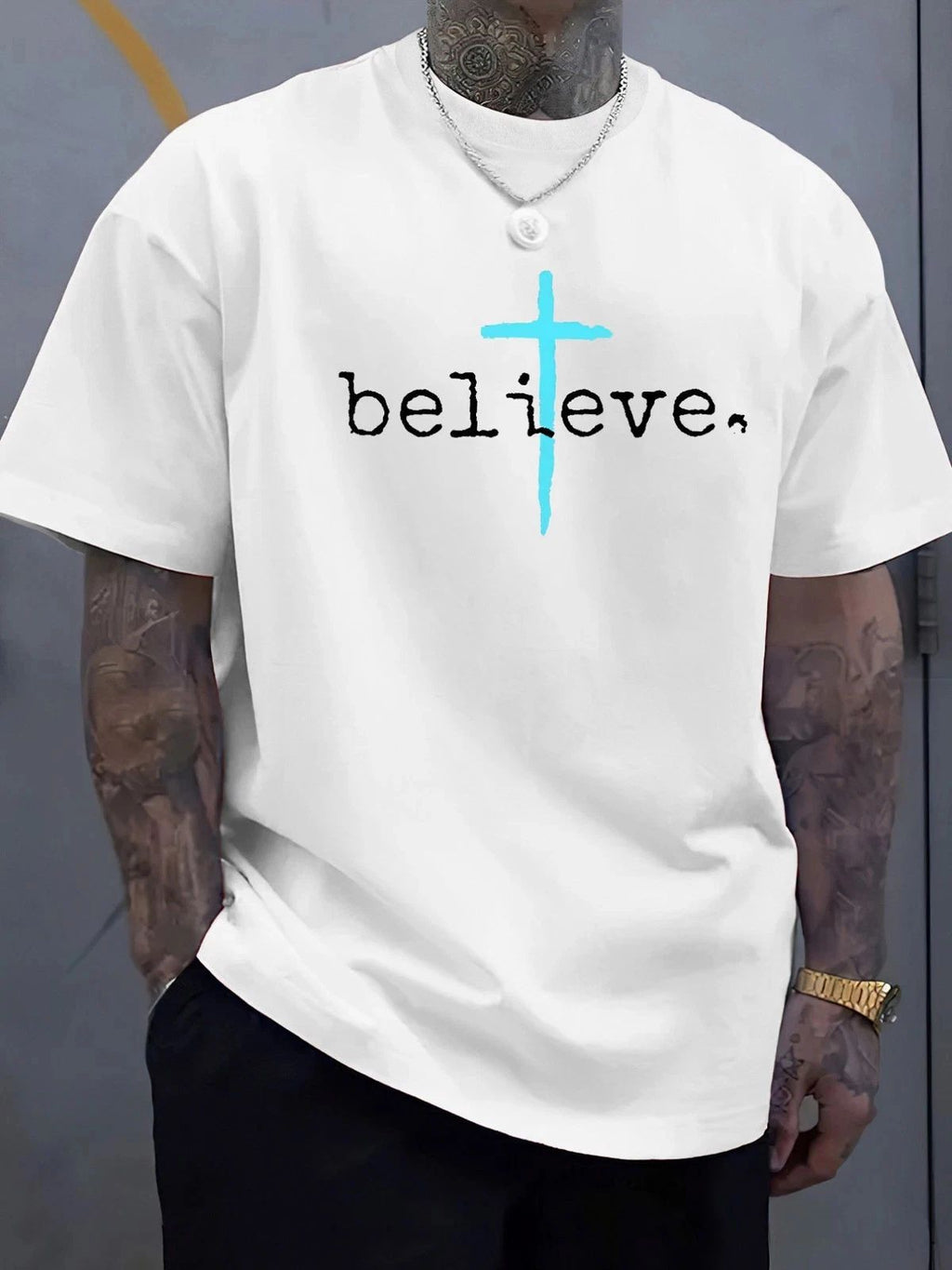 Mens Believe Cross Christian Faith Graphic T-Shirt Religious Inspirational Tee Unisex T-shirt, Sweatshirt, Hoodie, Long Sleeve Tee - T-Shirt, Sweatshirt, Hoodie