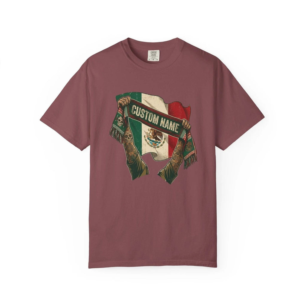 Mexico Scarf Custom Soccer Shirt | Personalized Name Football Matchday Tee Unisex T-shirt, Sweatshirt, Hoodie, Long Sleeve Tee - T-Shirt, Sweatshirt, Hoodie
