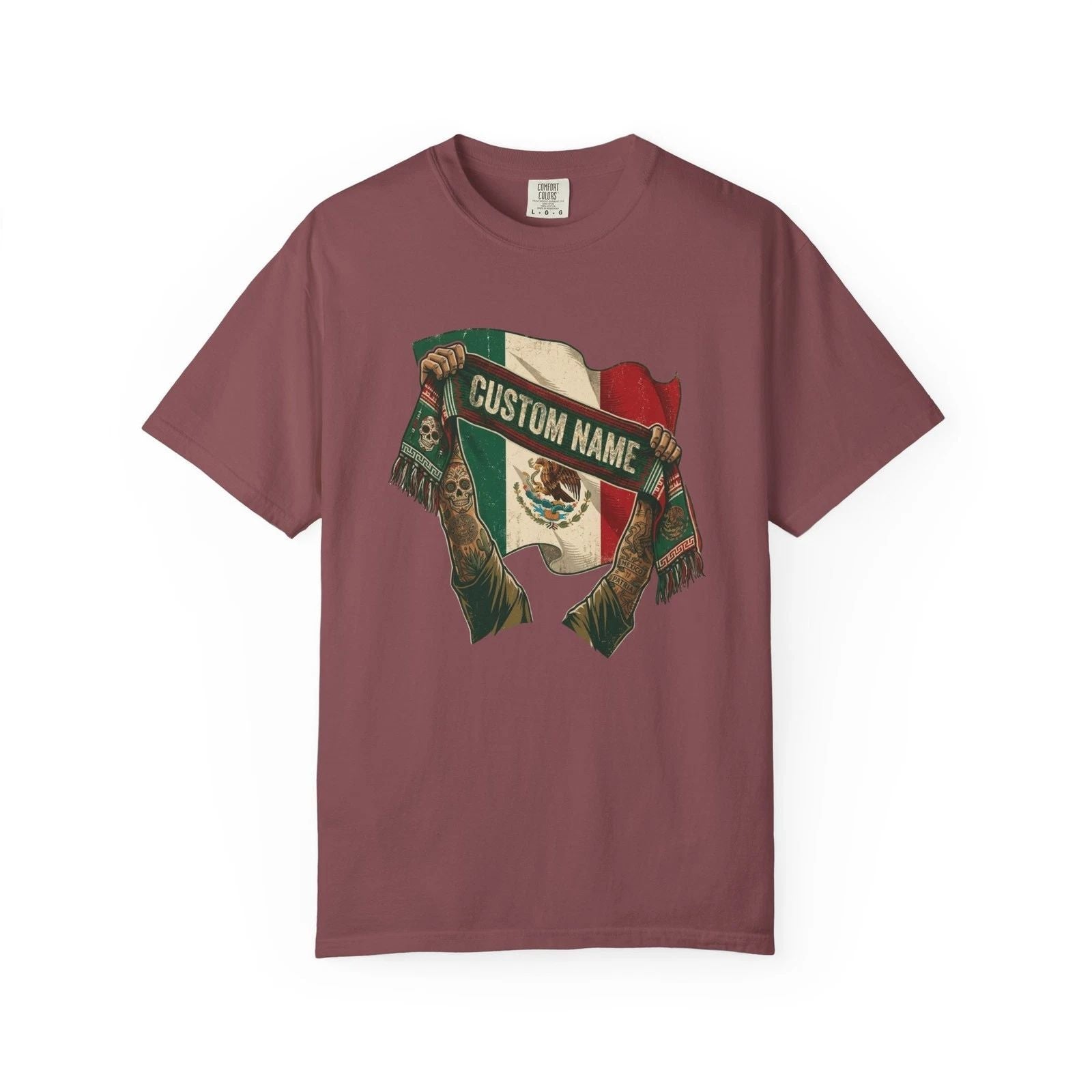 Mexico Scarf Custom Soccer Shirt | Personalized Name Football Matchday Tee Unisex T-shirt, Sweatshirt, Hoodie, Long Sleeve Tee - T-Shirt, Sweatshirt, Hoodie