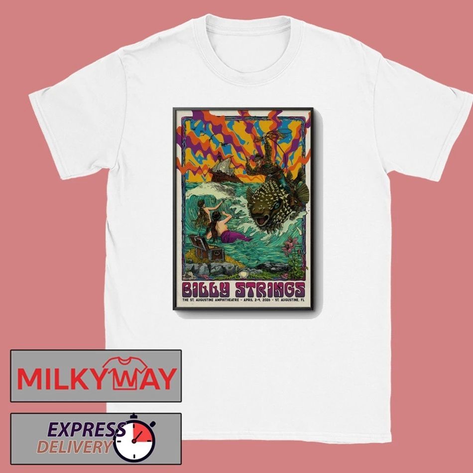 Billy Strings St. Augustine FL 4 2-4 4 2026 Poster shirt Unisex T-shirt, Sweatshirt, Hoodie, Long Sleeve Tee - T-Shirt, Sweatshirt, Hoodie