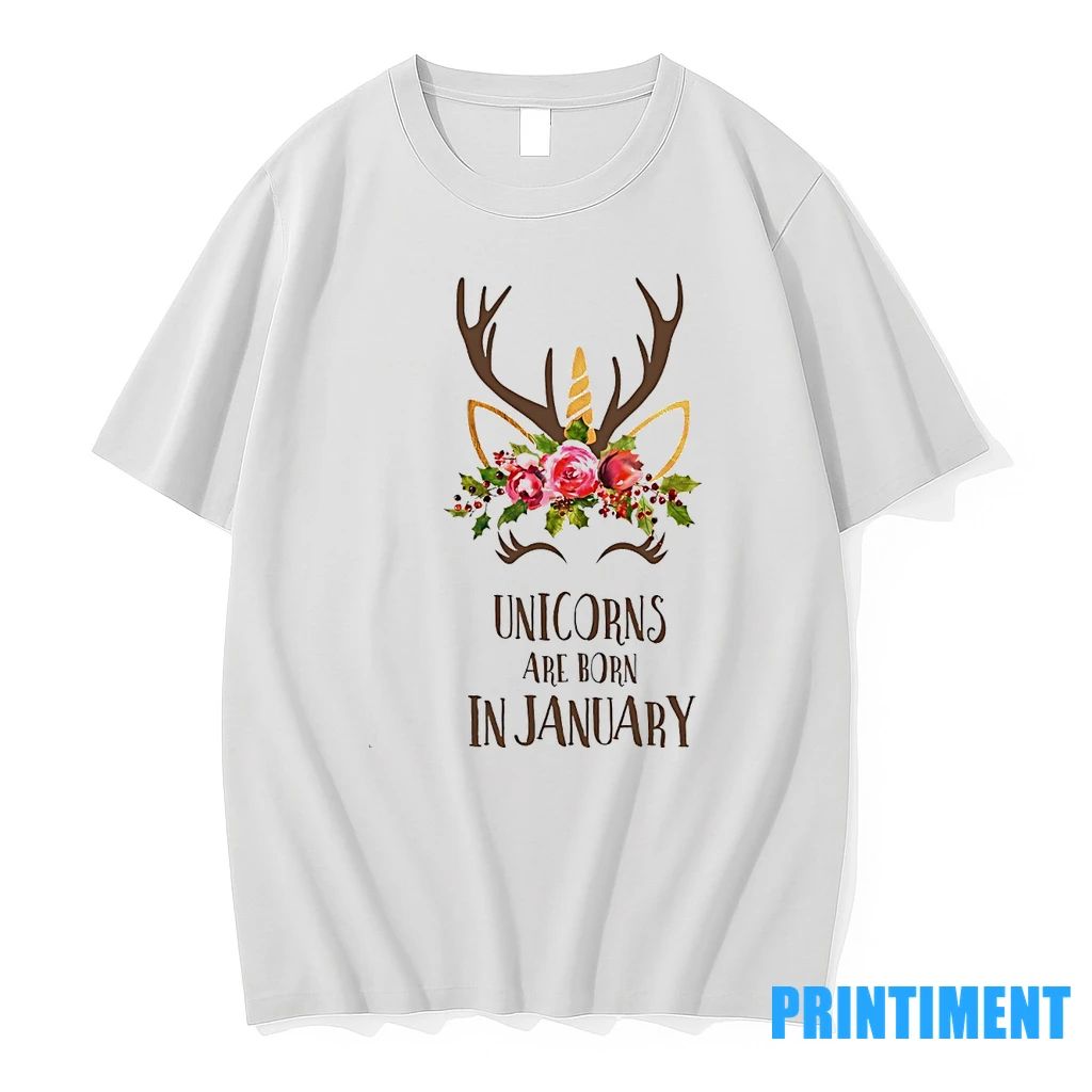 Unicorns Are Born In January Antler Flower Tshirts Sweater Unisex T-shirt, Sweatshirt, Hoodie, Long Sleeve Tee - T-Shirt, Sweatshirt, Hoodie