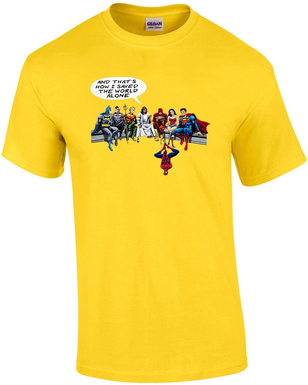 Jesus and the Superheros - And That's how I saved the world. Funny Jesus Reli... Unisex T-shirt, Sweatshirt, Hoodie, Long Sleeve Tee - T-Shirt, Sweatshirt, Hoodie