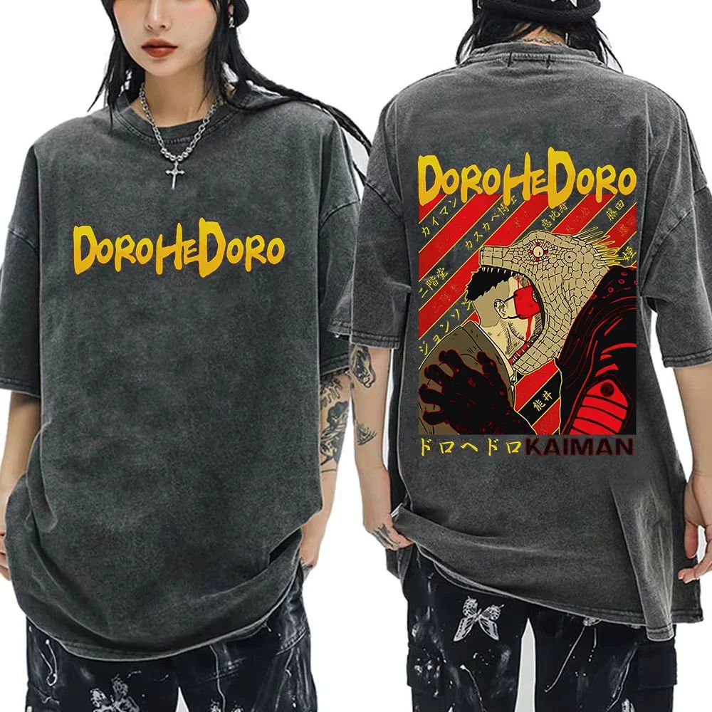 Unisex Dorohedoro Kaiman Shirt S-XXL Washed Black Y2K Anime Manga Graphic Tee Unisex T-shirt, Sweatshirt, Hoodie, Long Sleeve Tee - T-Shirt, Sweatshirt, Hoodie