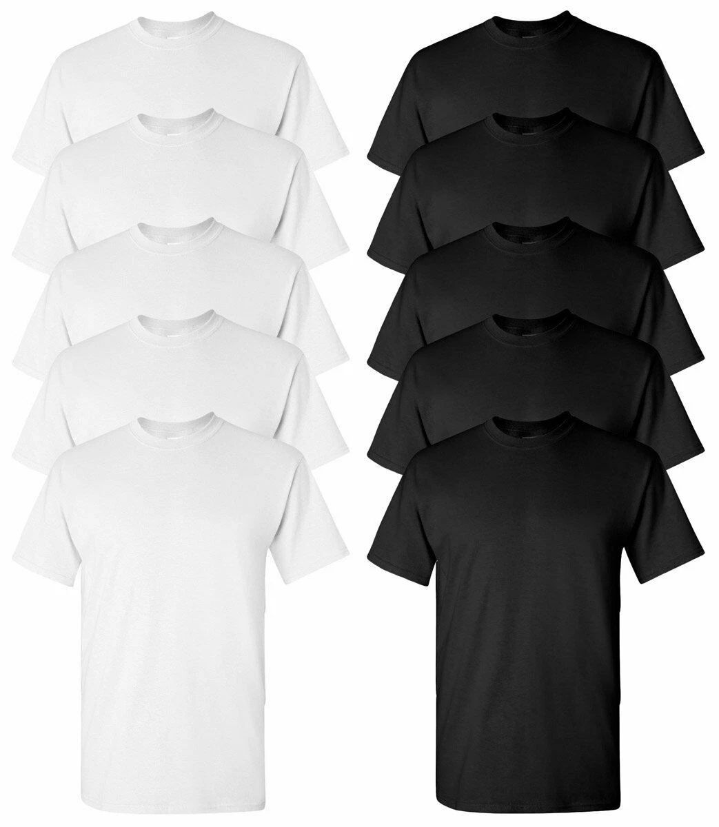 Gildan Mens DryBlend Black & White (Pack of 10) Bulk Lot Plain Adult T-Shirt Tee Unisex T-shirt, Sweatshirt, Hoodie, Long Sleeve Tee - T-Shirt, Sweatshirt, Hoodie