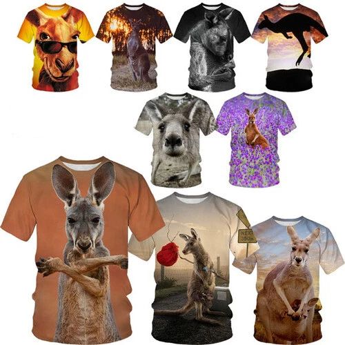 3D womens/mens Short Sleeve T-Shirt Casual Tops Tee Animal Kangaroo Neutral Unisex T-shirt, Sweatshirt, Hoodie, Long Sleeve Tee - T-Shirt, Sweatshirt, Hoodie