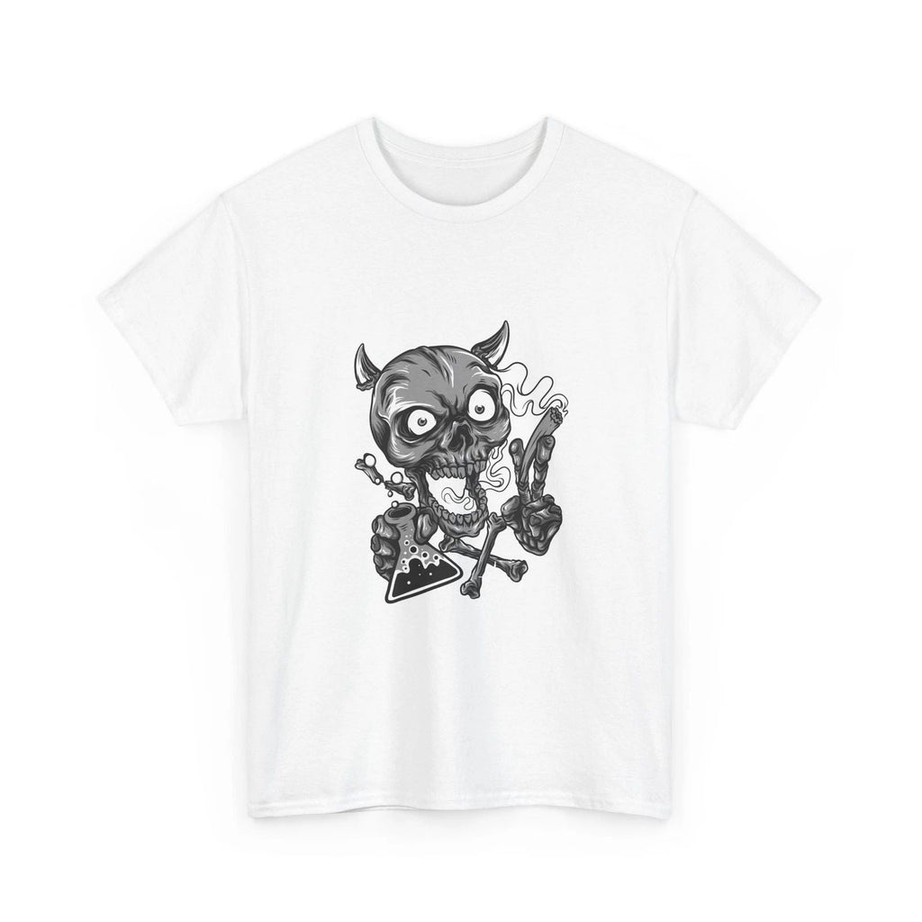 Cartoon Demon Skull T-Shirt | Smoking Skull Graphic Tee, Cool Style, Street Wear Unisex T-shirt, Sweatshirt, Hoodie, Long Sleeve Tee - T-Shirt, Sweatshirt, Hoodie