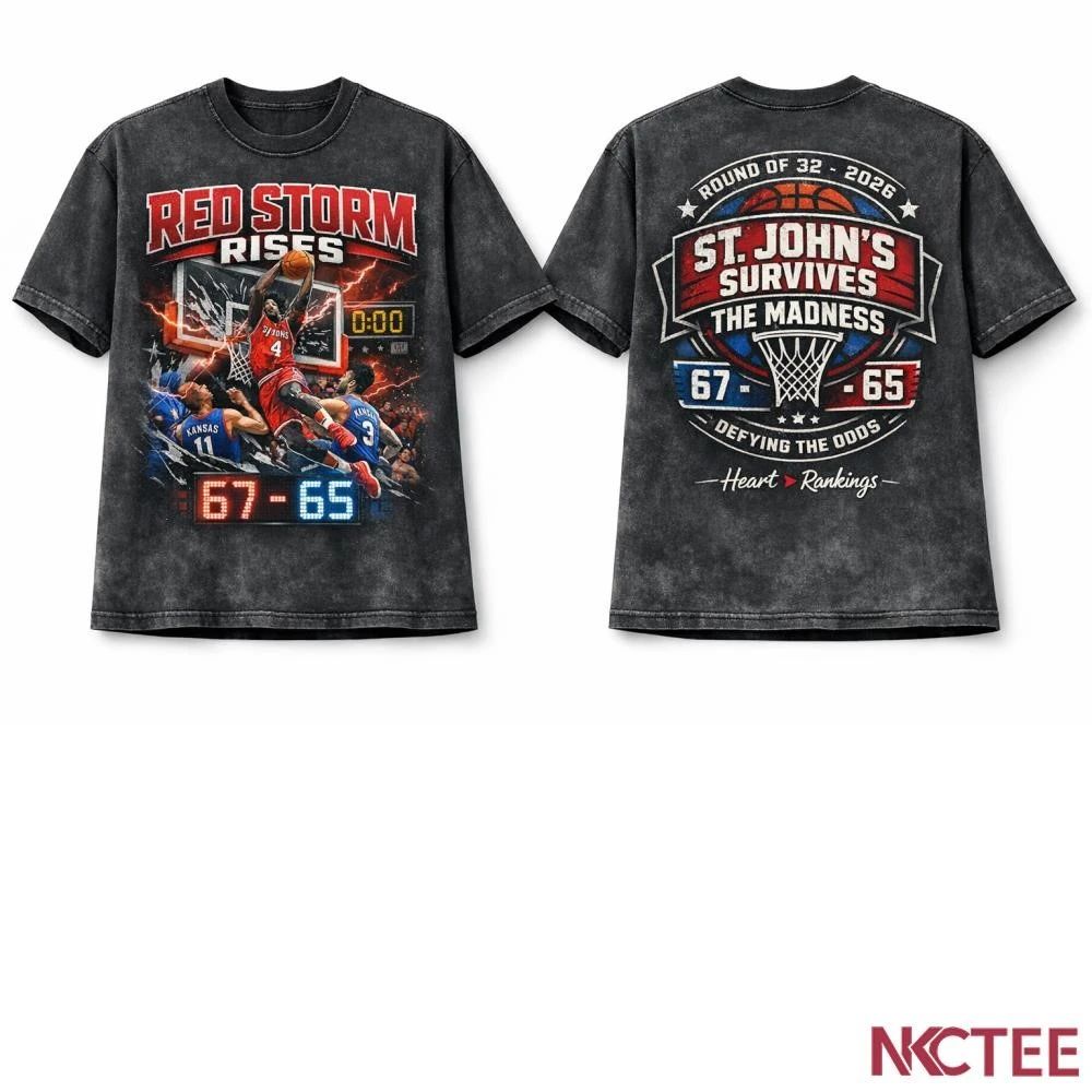 NKCtees St Johns Red Storm 67-65 Kansas NCAA Tournament 2026 Clutch Victory T-Shirt Unisex T-shirt, Sweatshirt, Hoodie, Long Sleeve Tee - T-Shirt, Sweatshirt, Hoodie