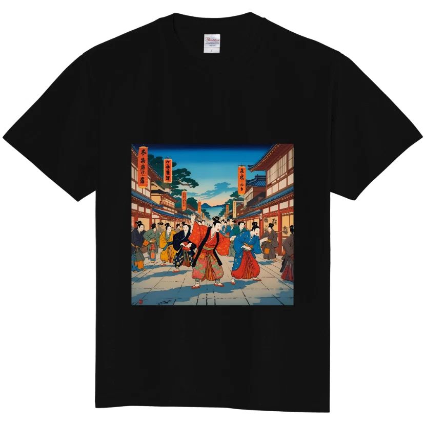 Japanese Ukiyo-e Street Scene T-Shirt  Traditional Edo Art Graphic Tee Unisex T-shirt, Sweatshirt, Hoodie, Long Sleeve Tee - T-Shirt, Sweatshirt, Hoodie