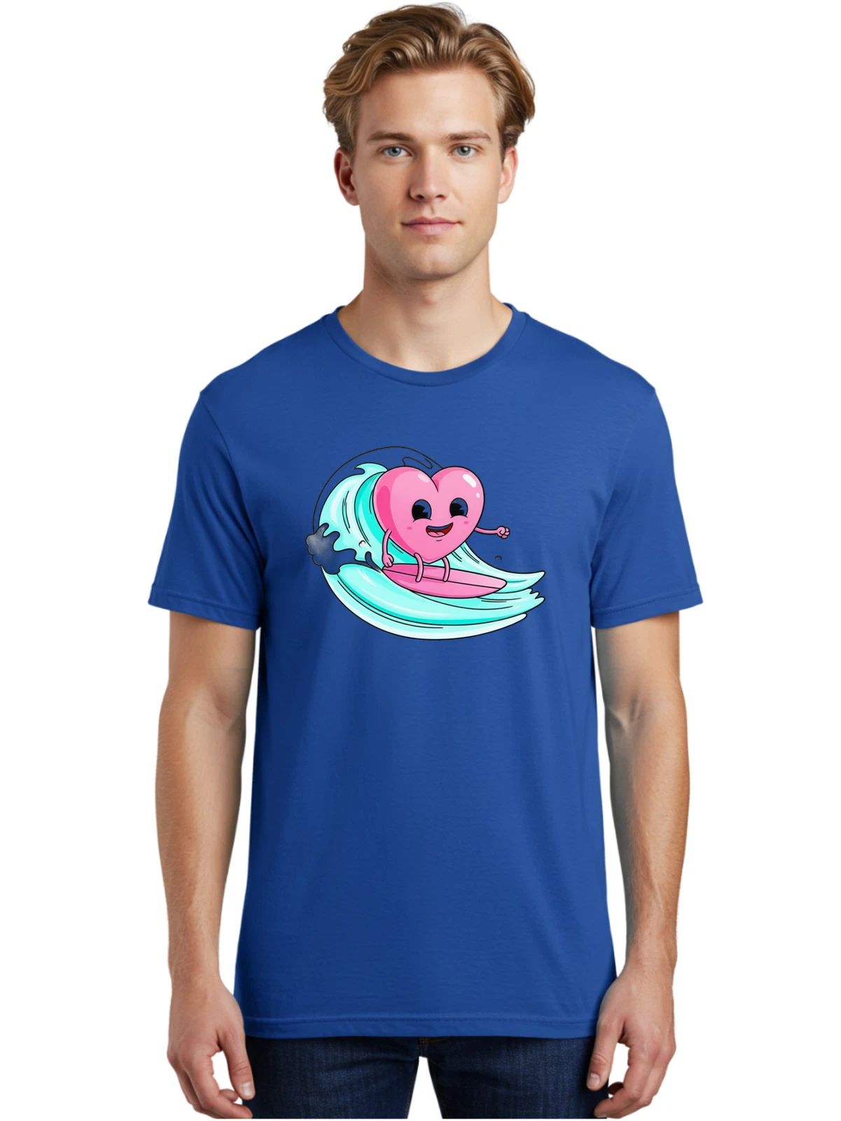 Heart-Surfing Mens Graphic Tee, 100% Cotton, Casual Summer Wear Unisex T-shirt, Sweatshirt, Hoodie, Long Sleeve Tee - T-Shirt, Sweatshirt, Hoodie