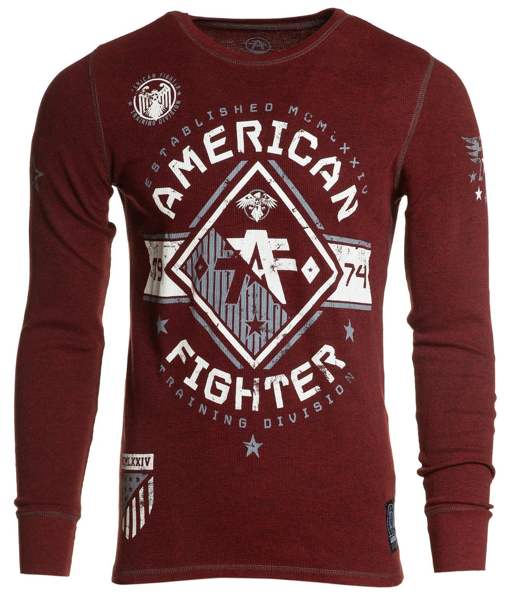 AMERICAN FIGHTER MASSACHUSETTS Men's L/S Thermal Biker MMA Unisex T-shirt, Sweatshirt, Hoodie, Long Sleeve Tee - T-Shirt, Sweatshirt, Hoodie