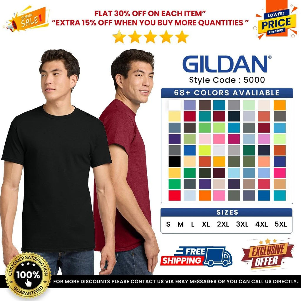 Gildan Mens G500 Solid Heavy Cotton Blank Plain Short Sleeve Casual Fit T-Shirt Unisex T-shirt, Sweatshirt, Hoodie, Long Sleeve Tee - T-Shirt, Sweatshirt, Hoodie