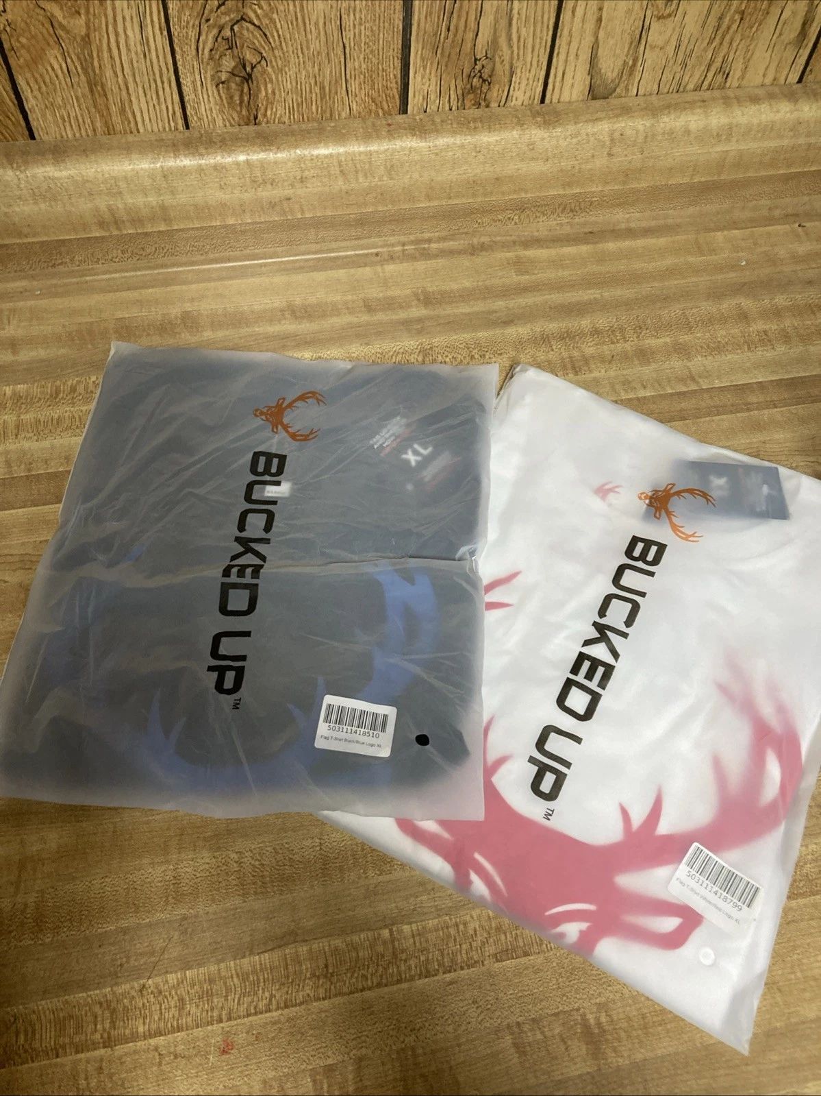 2 Pack Bucked Up Mens Flag T Shirt Black/Blue White/Red Logo Size XL New Unisex T-shirt, Sweatshirt, Hoodie, Long Sleeve Tee - T-Shirt, Sweatshirt, Hoodie
