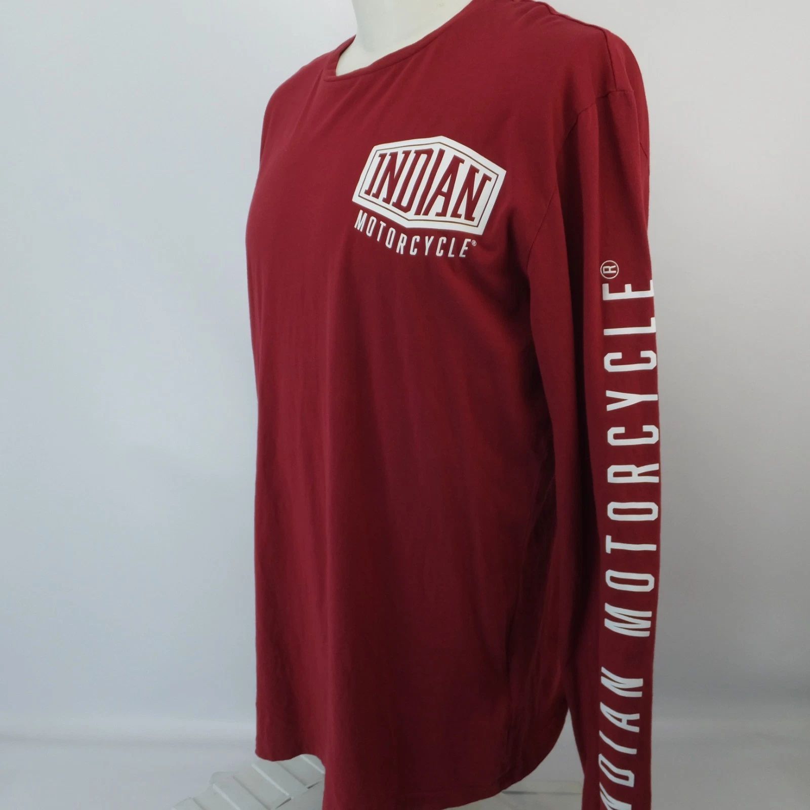 Mens INDIAN MOTORCYCLE Long Sleeve T Shirt Red XL Spell Out Logo T-Shirt Unisex T-shirt, Sweatshirt, Hoodie, Long Sleeve Tee - T-Shirt, Sweatshirt, Hoodie