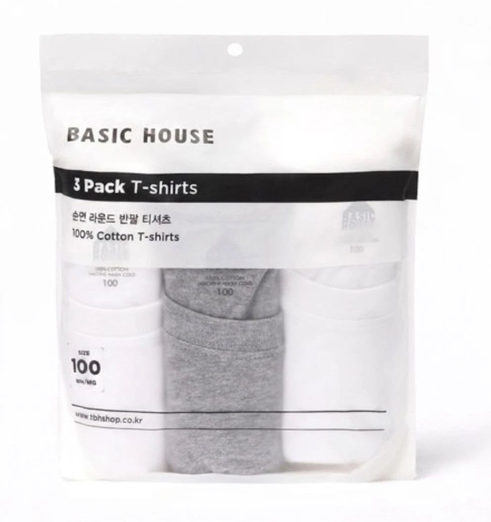 BASIC HOUSE 100% Cotton Crew Neck T-Shirt 3-Pack Bundle Short Sleeve Unisex T-shirt, Sweatshirt, Hoodie, Long Sleeve Tee - T-Shirt, Sweatshirt, Hoodie
