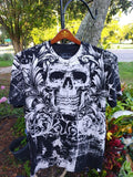 Y2K Affliction Archaic Skull AOP Street Fashion T Shirt Large Unisex T-shirt, Sweatshirt, Hoodie, Long Sleeve Tee - T-Shirt, Sweatshirt, Hoodie