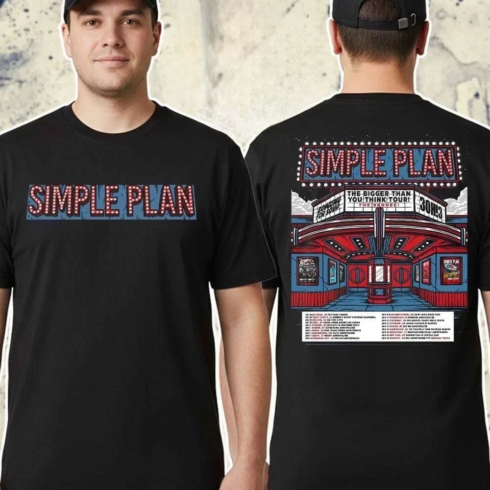 Simple Plan Bigger Than You Think Tour 2026 T-Shirt Unisex T-shirt, Sweatshirt, Hoodie, Long Sleeve Tee - T-Shirt, Sweatshirt, Hoodie