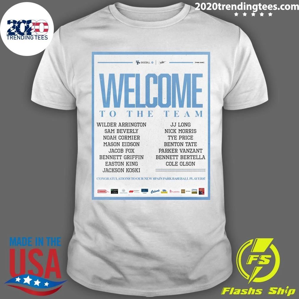 Welcome To The Team Congratulations To Our New Spain Park Baseball Players Shirt Unisex T-shirt, Sweatshirt, Hoodie, Long Sleeve Tee - T-Shirt, Sweatshirt, Hoodie