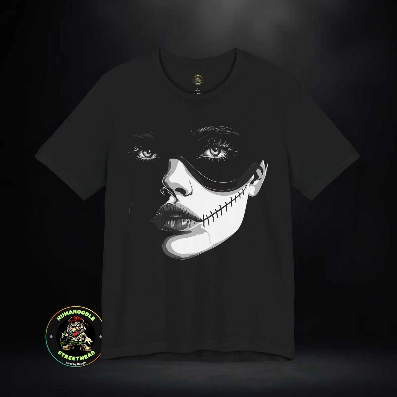 Dead Dark Masked Face T-Shirt | Gothic Portrait Tee Unisex T-shirt, Sweatshirt, Hoodie, Long Sleeve Tee - T-Shirt, Sweatshirt, Hoodie