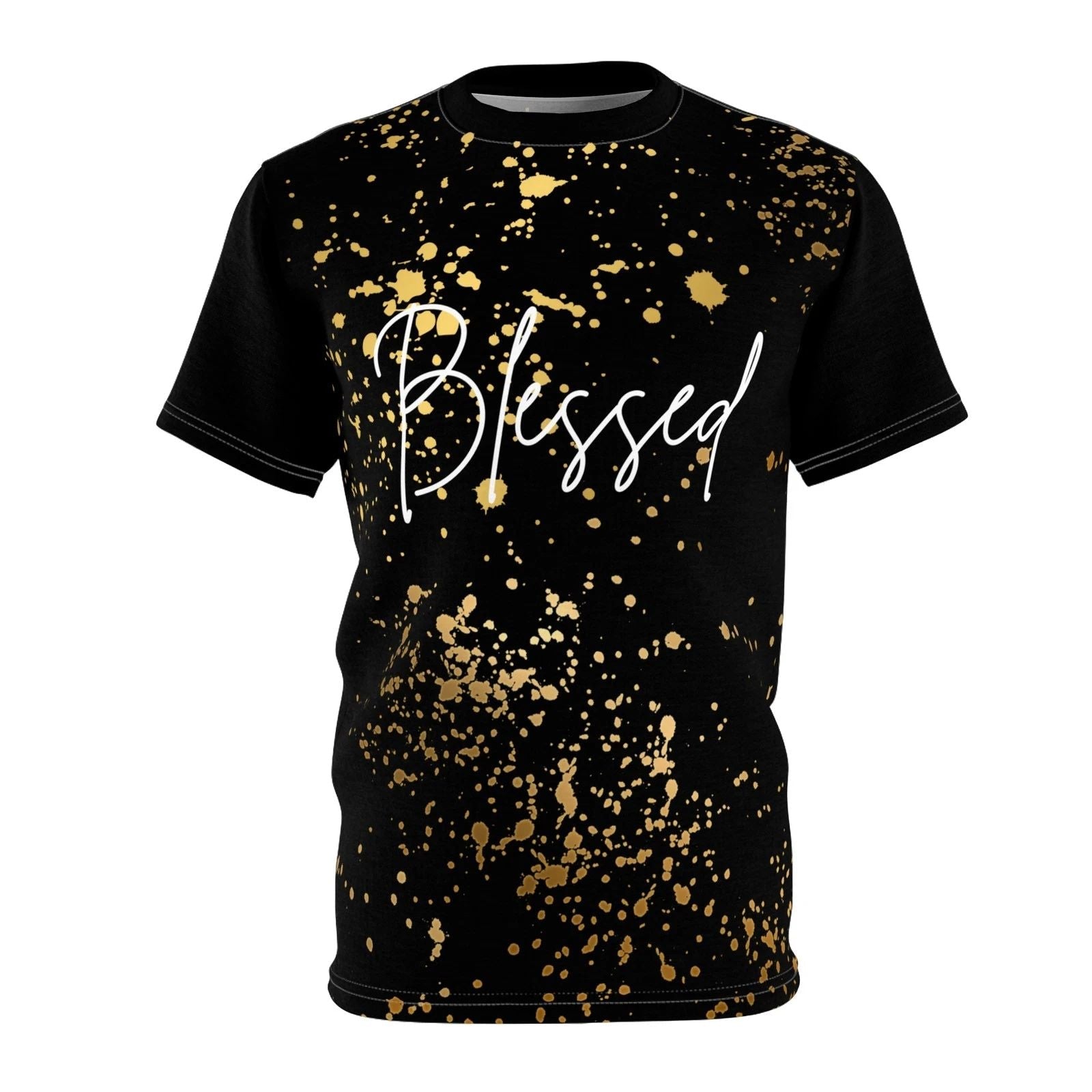 Blessed Unisex Cut & Sew Tee - Stylish Black Gold Splatter Design Unisex T-shirt, Sweatshirt, Hoodie, Long Sleeve Tee - T-Shirt, Sweatshirt, Hoodie