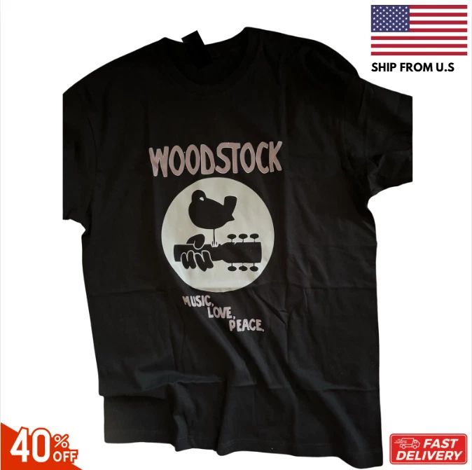 Woodstock T-shirt LARGE 100% Cotton NEW shipping included reprint sale 40% hot ! Unisex T-shirt, Sweatshirt, Hoodie, Long Sleeve Tee - T-Shirt, Sweatshirt, Hoodie