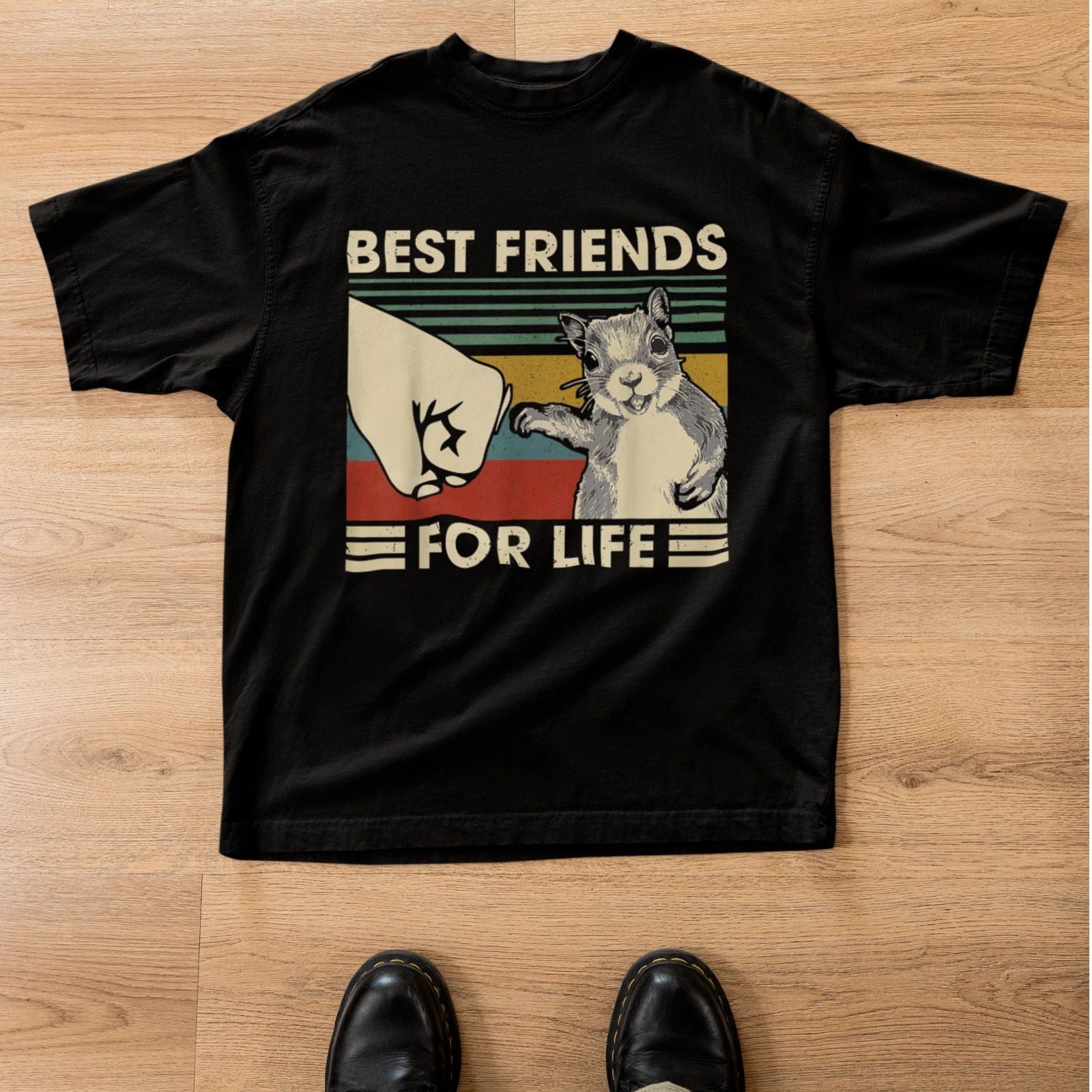 Best Friends For Life Squirrel Fist Bump Vintage Funny Animal T-Shirt Unisex T-shirt, Sweatshirt, Hoodie, Long Sleeve Tee - T-Shirt, Sweatshirt, Hoodie