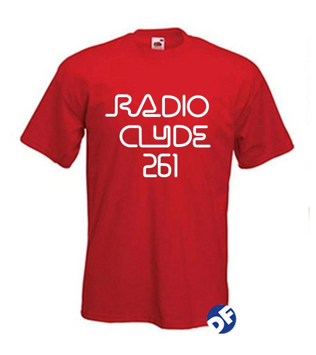 Radio Clyde 261 Replica Red T-shirt as worn by Frank Zappa Men, Ladies Fit, kids Unisex T-shirt, Sweatshirt, Hoodie, Long Sleeve Tee - T-Shirt, Sweatshirt, Hoodie