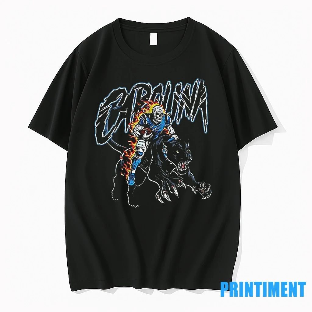 Carolina Panthers Skeleton Riding Black Panther Tshirts Sweater Unisex T-shirt, Sweatshirt, Hoodie, Long Sleeve Tee - T-Shirt, Sweatshirt, Hoodie