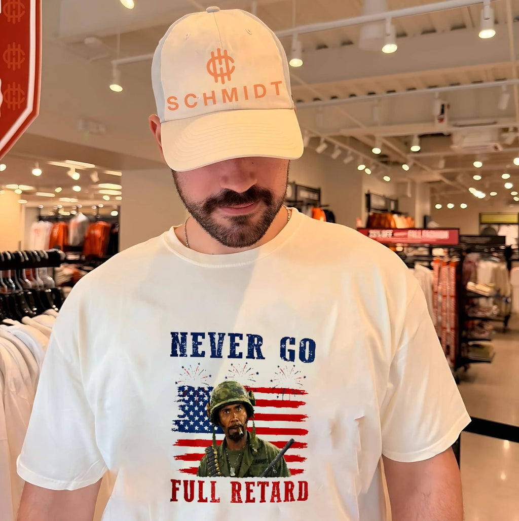 Kirk Lazarus Tropic Thunder 4th Of July Never Go Full Retard shirt Unisex T-shirt, Sweatshirt, Hoodie, Long Sleeve Tee - T-Shirt, Sweatshirt, Hoodie