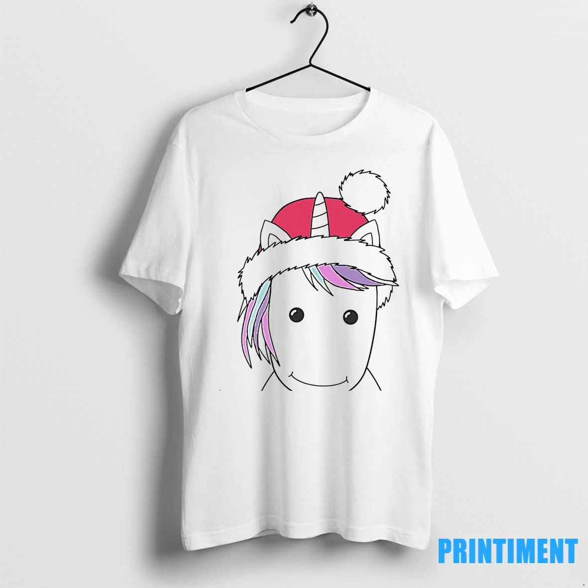 Santa Hat Unicorn Minimalist Cute Christmas Tshirts Sweater Unisex T-shirt, Sweatshirt, Hoodie, Long Sleeve Tee - T-Shirt, Sweatshirt, Hoodie