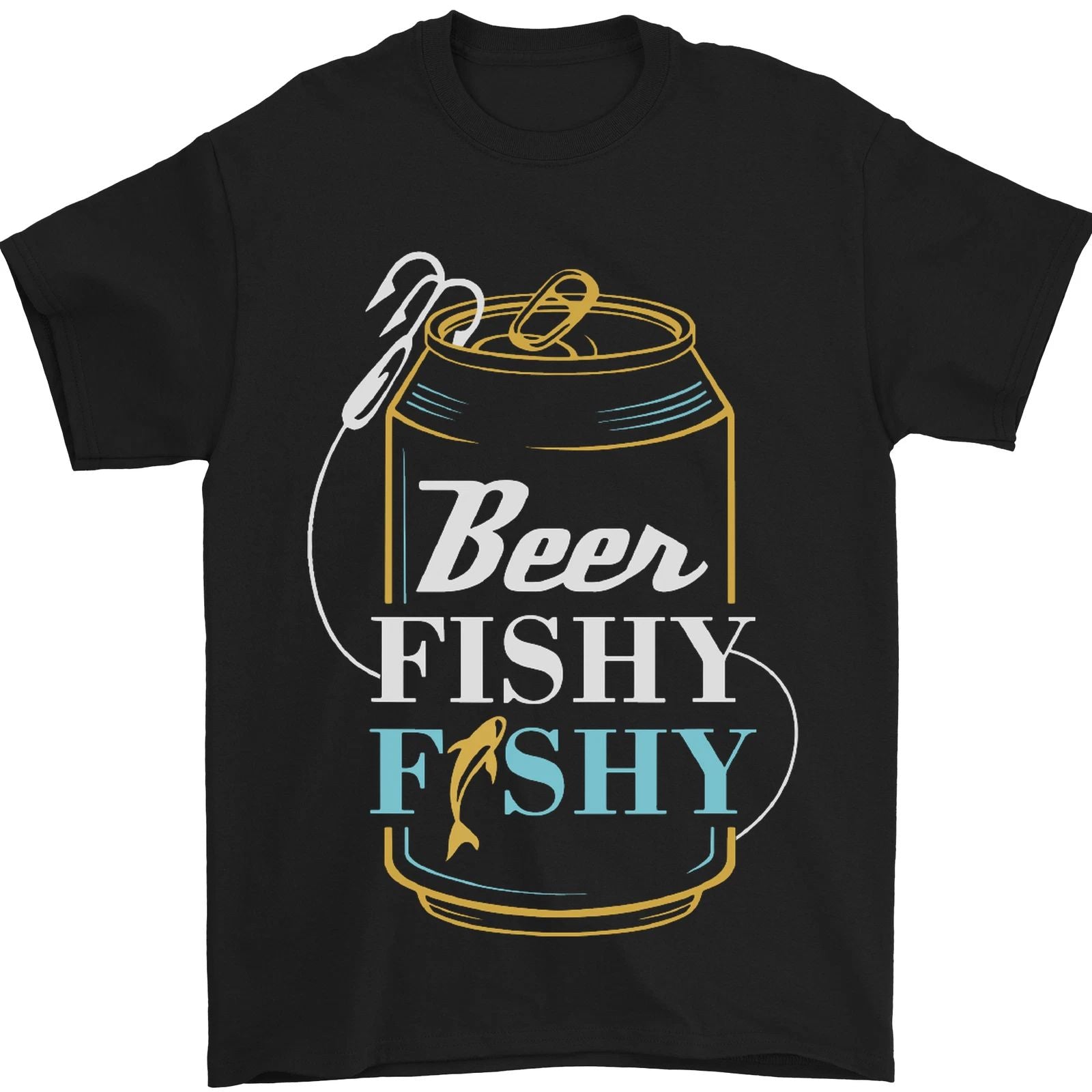 Fishing Beer Here Fishy Fisherman Funny Mens T-Shirt 100% Cotton Unisex T-shirt, Sweatshirt, Hoodie, Long Sleeve Tee - T-Shirt, Sweatshirt, Hoodie
