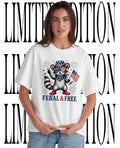 Raccoon American Cowboy Independence Day Fourth of July Feral and Free shirt Unisex T-shirt, Sweatshirt, Hoodie, Long Sleeve Tee - T-Shirt, Sweatshirt, Hoodie