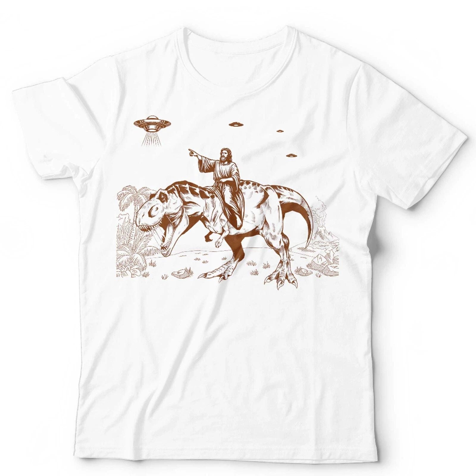 Jesus On T Rex T Shirt Unisex & Kids Funny UFO Aliens Dinosaur Conspiracy Retro Unisex T-shirt, Sweatshirt, Hoodie, Long Sleeve Tee - T-Shirt, Sweatshirt, Hoodie