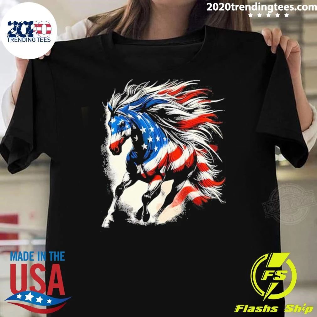 Horse American 4th Of July 2026 Flag USA Shirt Unisex T-shirt, Sweatshirt, Hoodie, Long Sleeve Tee - T-Shirt, Sweatshirt, Hoodie
