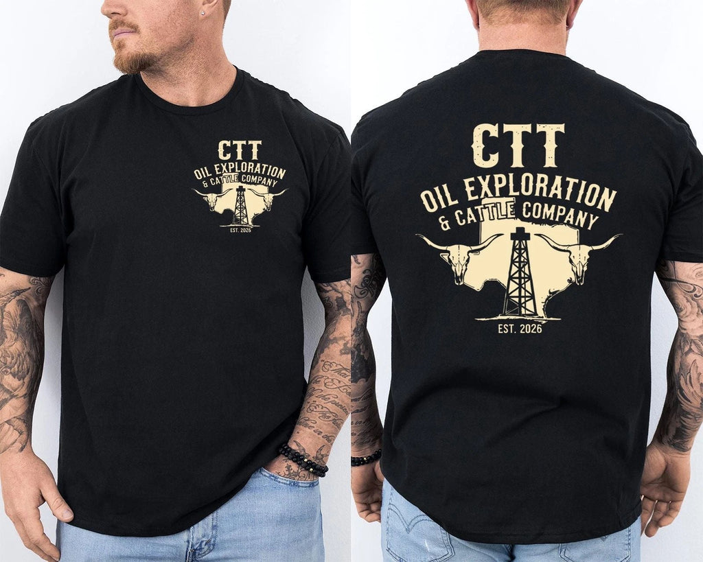Retro CTT Oil Exploration And Cattle EST 2026 For Men Women Front & Back T-Shirt Unisex T-shirt, Sweatshirt, Hoodie, Long Sleeve Tee - T-Shirt, Sweatshirt, Hoodie