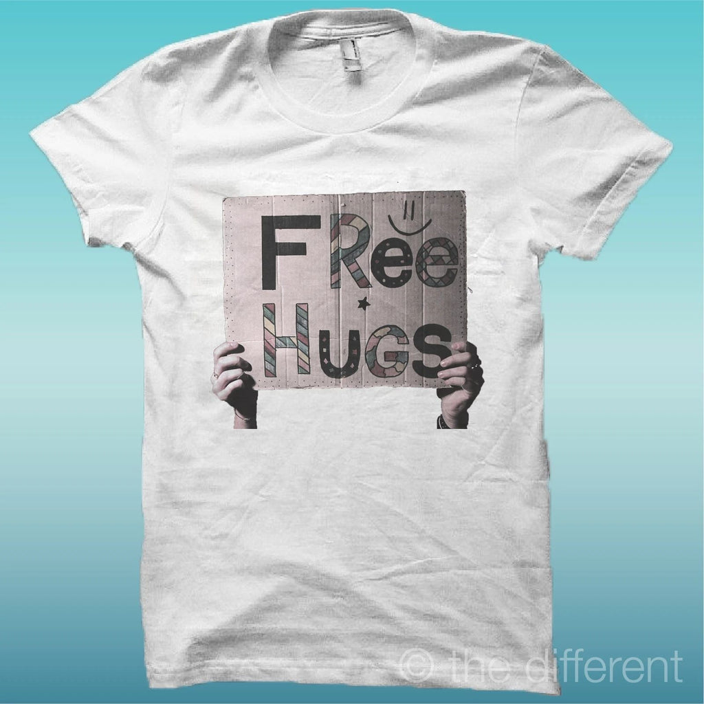 T-Shirt "Free Hugs" Color White The Happiness Is Having My T-Shirt New Unisex T-shirt, Sweatshirt, Hoodie, Long Sleeve Tee - T-Shirt, Sweatshirt, Hoodie