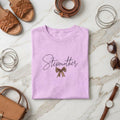 Stepmother Script with Leopard Bow Tee | Stepmom Shirt Unisex T-shirt, Sweatshirt, Hoodie, Long Sleeve Tee - T-Shirt, Sweatshirt, Hoodie