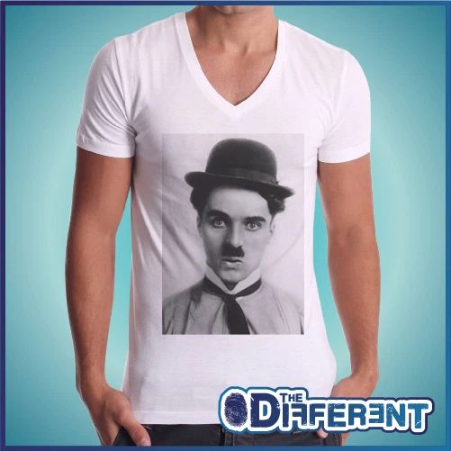 T-shirt V Neck Charlie Chaplin Mustache Cap The Happiness Is Have My-Shirt New Unisex T-shirt, Sweatshirt, Hoodie, Long Sleeve Tee - T-Shirt, Sweatshirt, Hoodie