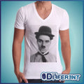 T-shirt V Neck Charlie Chaplin Mustache Cap The Happiness Is Have My-Shirt New Unisex T-shirt, Sweatshirt, Hoodie, Long Sleeve Tee - T-Shirt, Sweatshirt, Hoodie