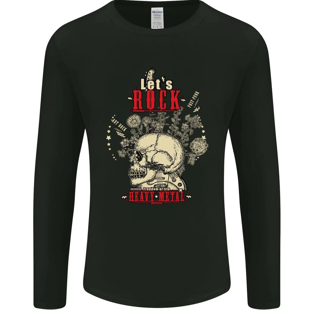 Lets Rock Heavy Metal Skull Mens Long Sleeve T-Shirt Unisex T-shirt, Sweatshirt, Hoodie, Long Sleeve Tee - T-Shirt, Sweatshirt, Hoodie