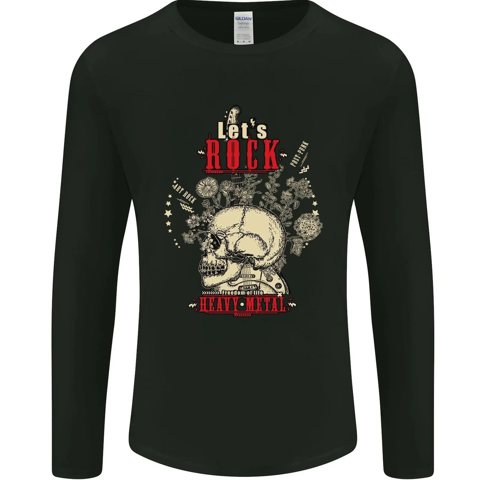 Lets Rock Heavy Metal Skull Mens Long Sleeve T-Shirt Unisex T-shirt, Sweatshirt, Hoodie, Long Sleeve Tee - T-Shirt, Sweatshirt, Hoodie