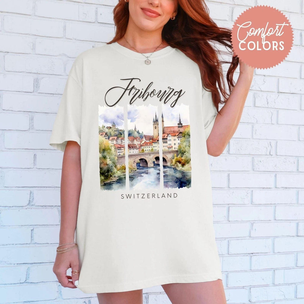 Fribourg T-Shirt Travel Gift for Switzerland  Trip Lovers Souvenir Tee Unisex T-shirt, Sweatshirt, Hoodie, Long Sleeve Tee - T-Shirt, Sweatshirt, Hoodie