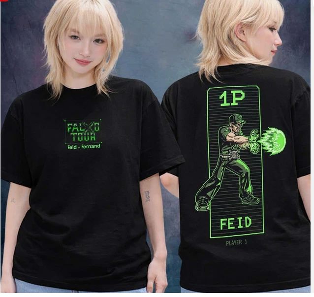 Feid Merch Falxxo Tour 2026 Player 1 Double Sided Unisex T-Shirt S-5XL Unisex T-shirt, Sweatshirt, Hoodie, Long Sleeve Tee - T-Shirt, Sweatshirt, Hoodie