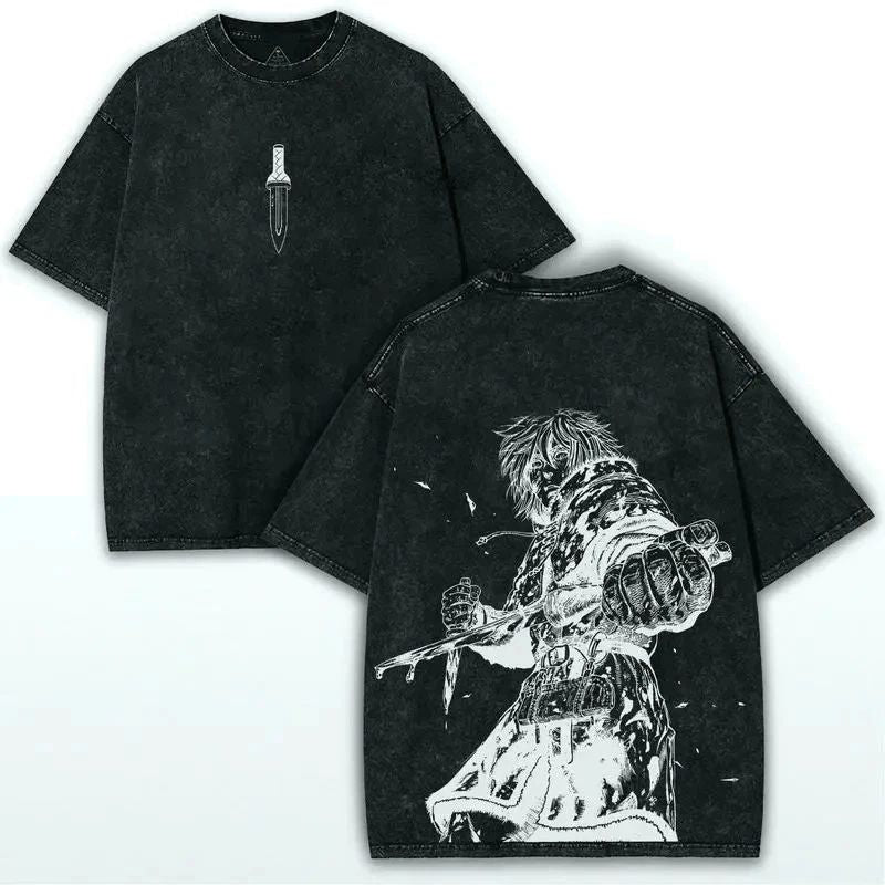 Anime Dark Warrior Graphic T-Shirt Oversized Cotton Streetwear Tee Unisex T-shirt, Sweatshirt, Hoodie, Long Sleeve Tee - T-Shirt, Sweatshirt, Hoodie