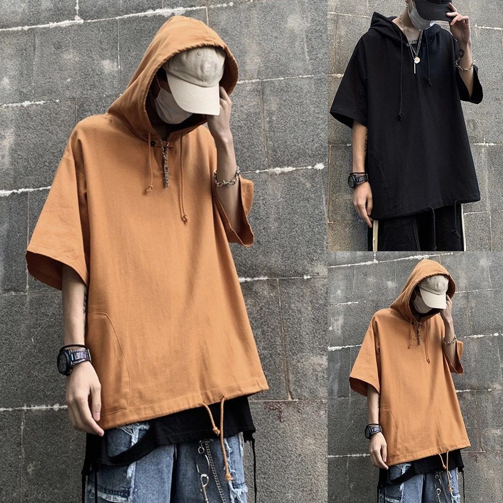 Relaxed Fit Men Hooded TShirt in Stylish Korean Design for Casual Outings Unisex T-shirt, Sweatshirt, Hoodie, Long Sleeve Tee - T-Shirt, Sweatshirt, Hoodie