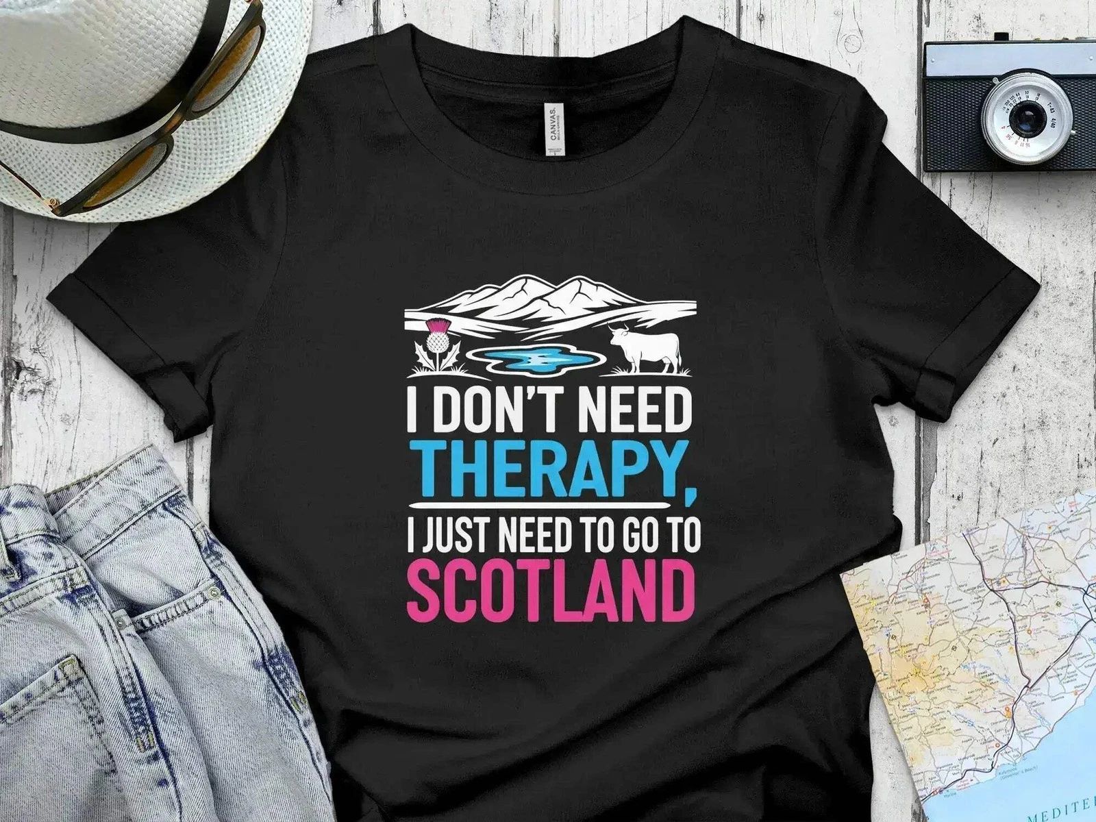 I Don't Need Therapy Scotland Travel Graphic T-Shirt Unisex T-shirt, Sweatshirt, Hoodie, Long Sleeve Tee - T-Shirt, Sweatshirt, Hoodie