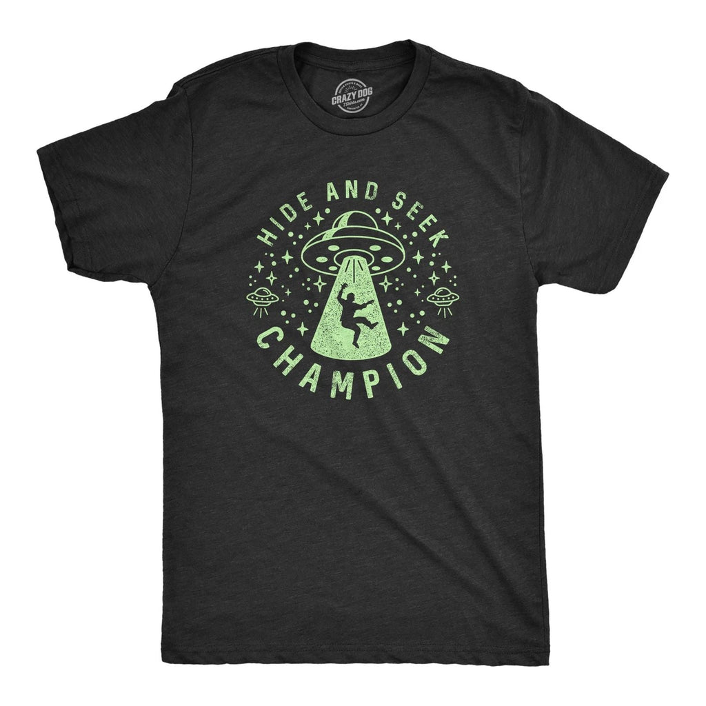 Mens Hide and Seek Champion Alien T Shirt Funny UFO Space Graphic Novelty Tee Unisex T-shirt, Sweatshirt, Hoodie, Long Sleeve Tee - T-Shirt, Sweatshirt, Hoodie
